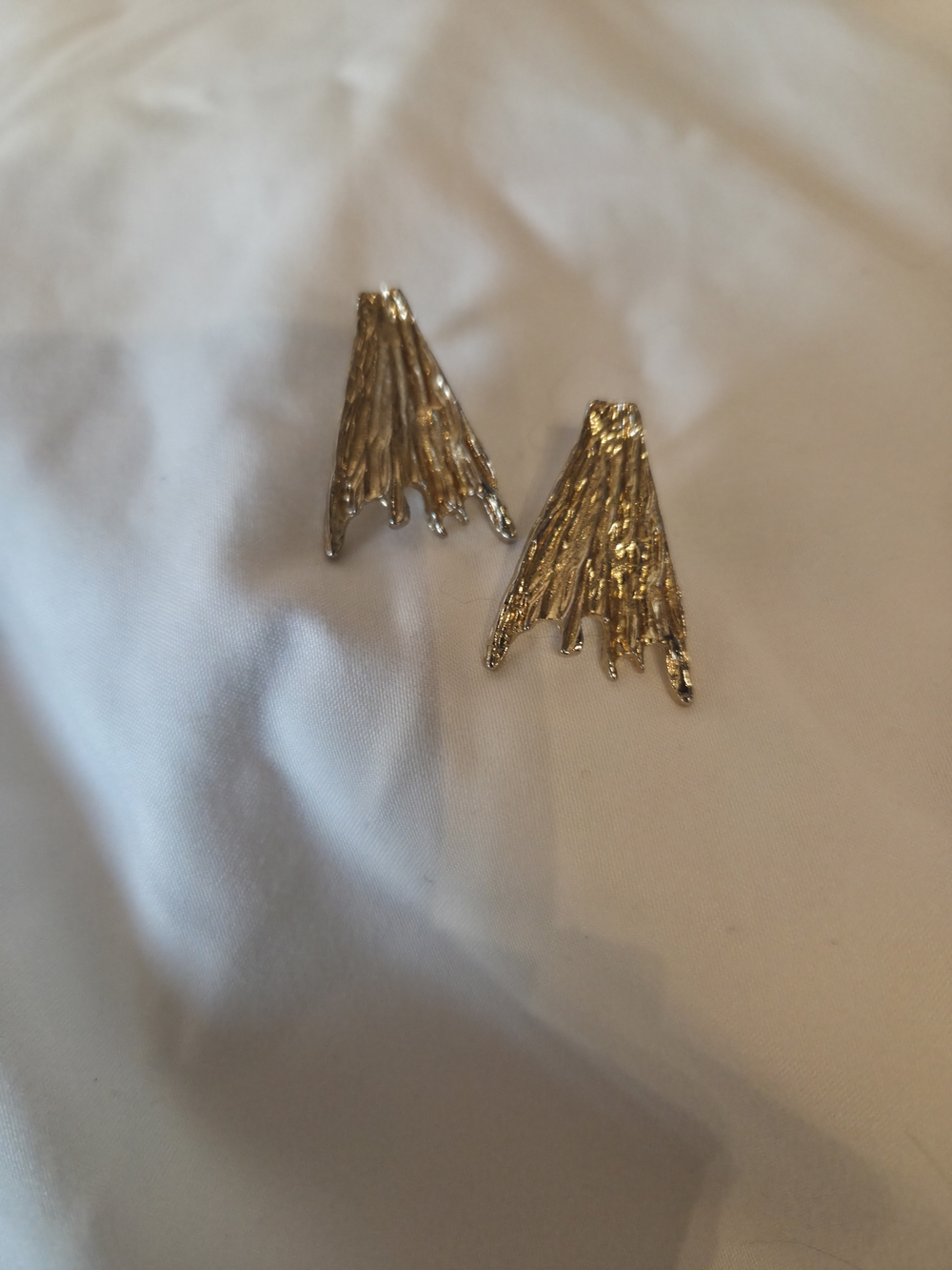 Gold Textured Drop Earrings - Women Jewelry